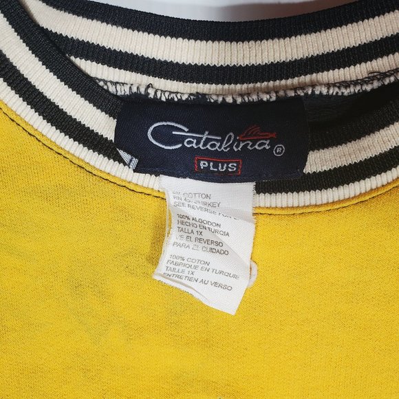 VTG 90s Catalina Colorblock Sweatshirt Nautical Coastal Primary Black Beach - Picture 8 of 8